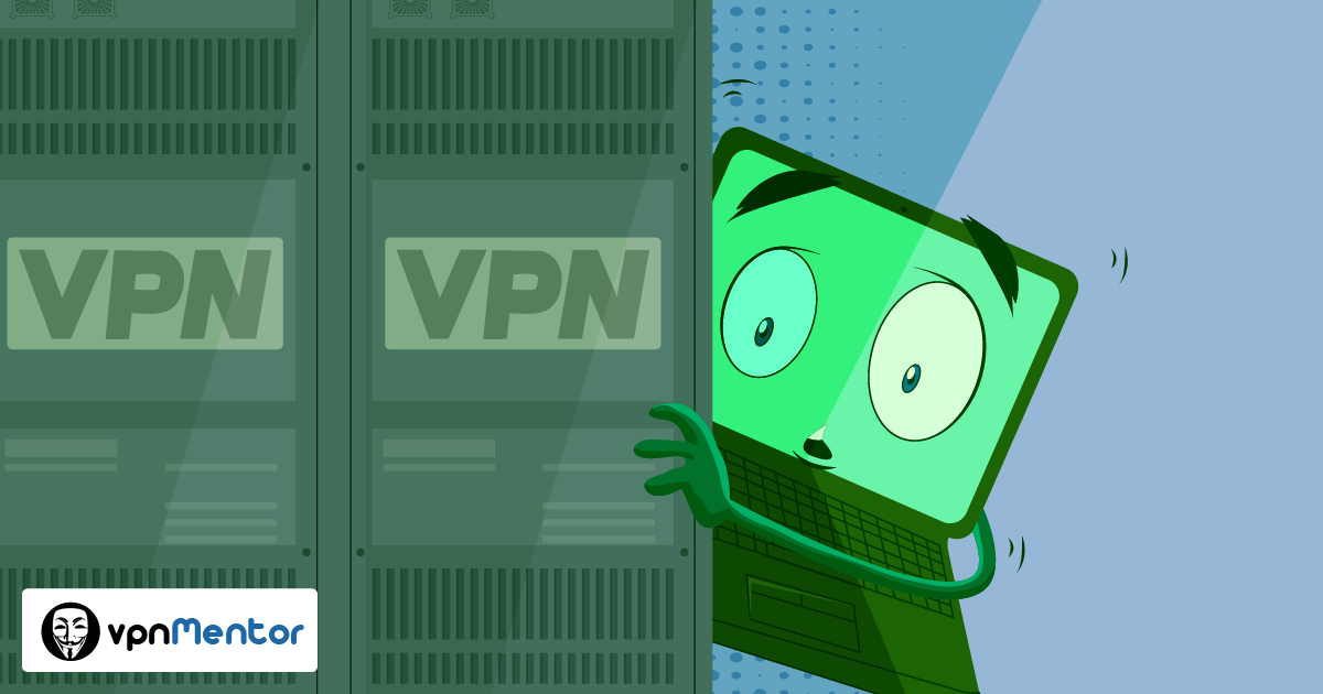 illustration of a VPN server and laptop