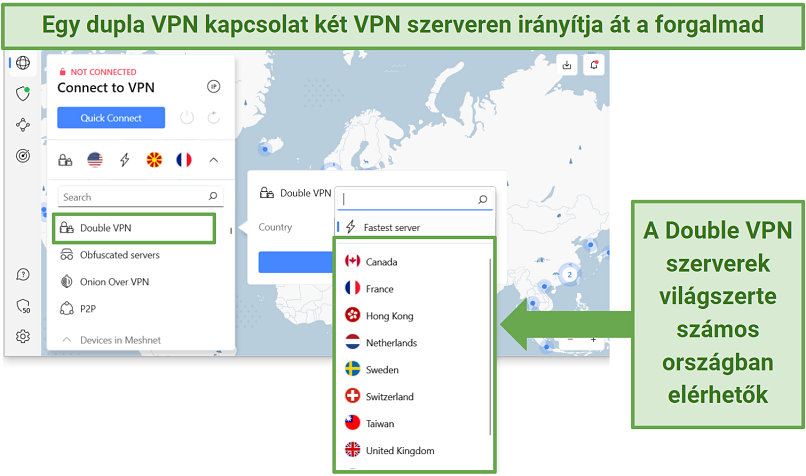 Screenshot of Nord VPN's Double VPN servers