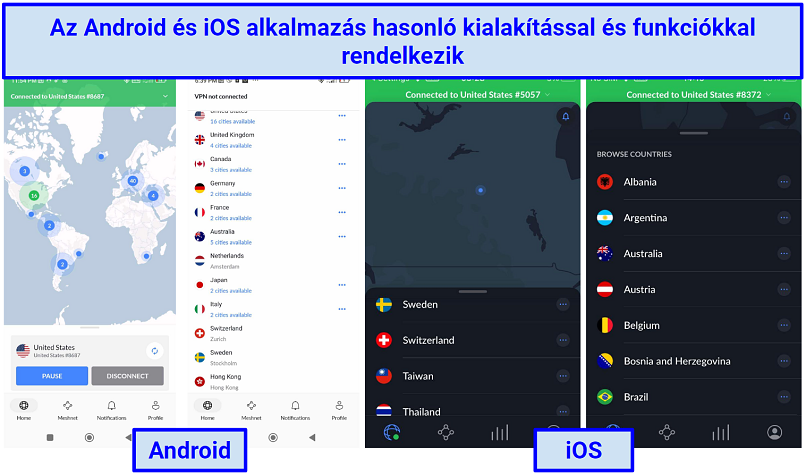 Screenshot of NordVPN's apps on Android and iPhone