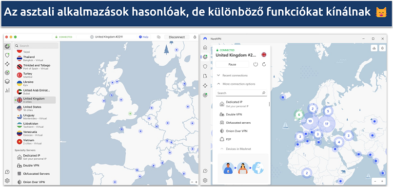 Images of Windows and macOS NordVPN apps